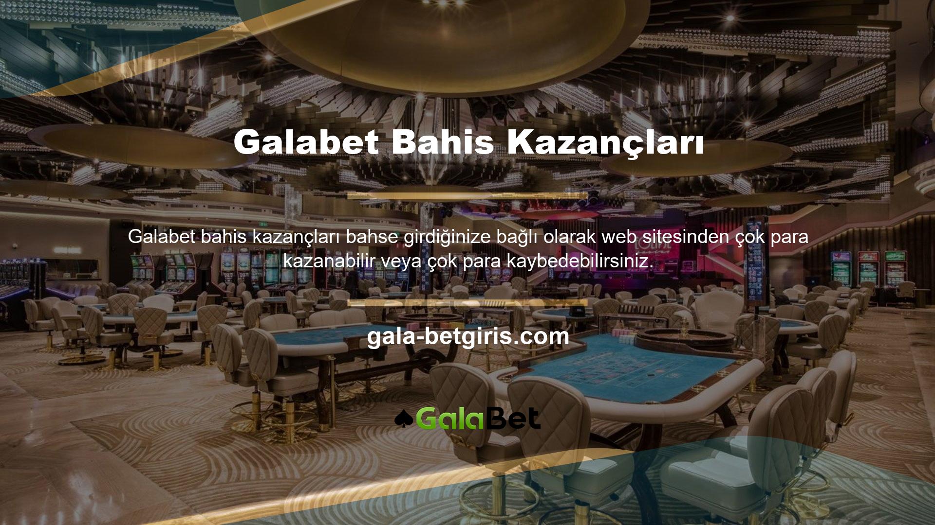 Birçok Galabet bahis ve casino oyunları oynamanıza izin veren özelliklere sahiptir